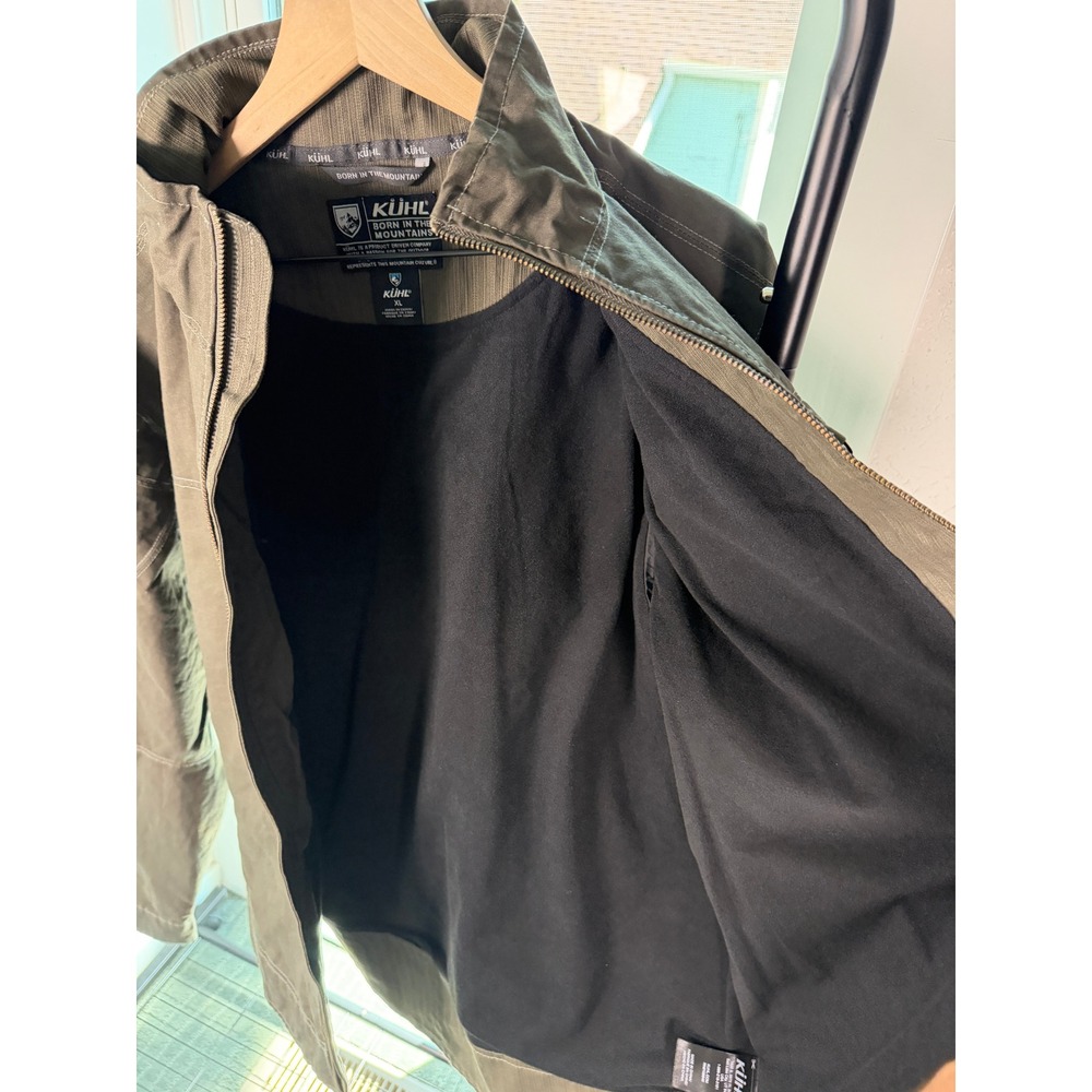 KUHL Burr Jacket Mens XL Gun Metal Brown Full Zip Fleece Lined Canvas Coat 1052 - Picture 5 of 8